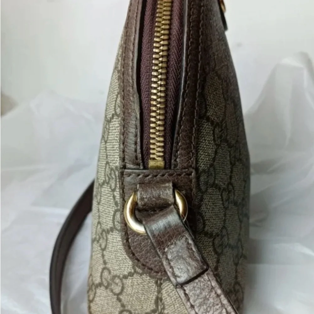 Gucci Ophedia Dome Beige and Brown Crossbody Bag with Red and Green Stripe - Picture 7 of 8